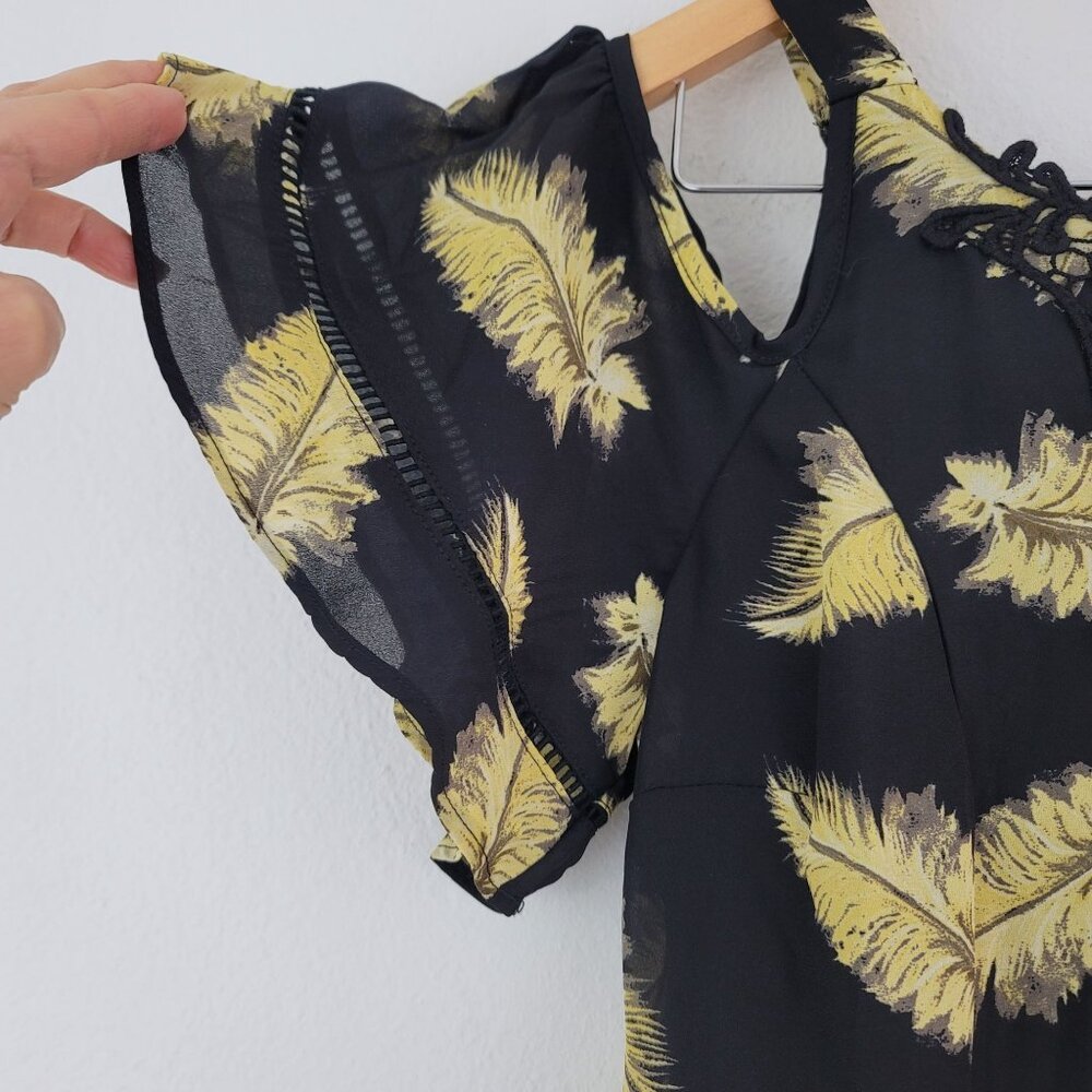 Disney Beauty and the Beast Dress Womens Sz M Black Chiffon Novelty Print Zipper - Picture 7 of 15